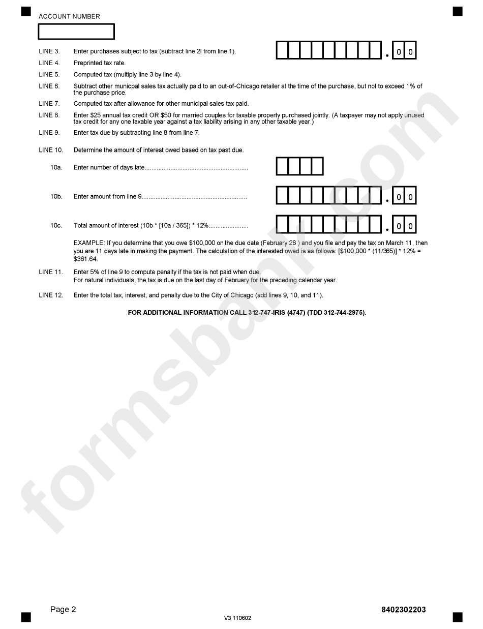 Form 8402in - Instructions For Preparing The Nontitled Personal Property Use Tax Return - 8402in