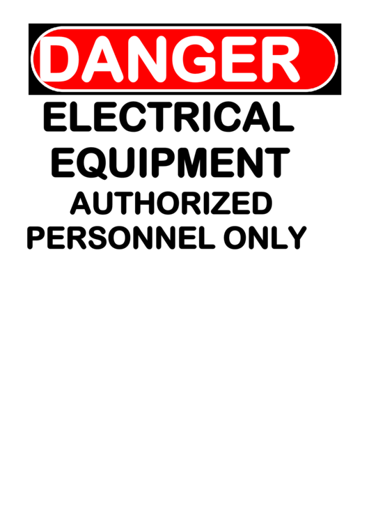Danger Electrical Equipment Printable pdf