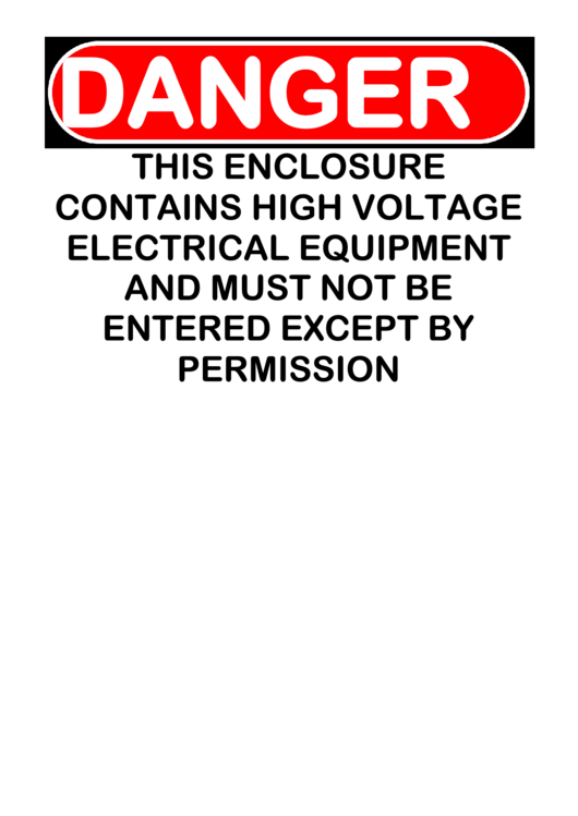 Danger Hv Electrical Equipment Printable pdf