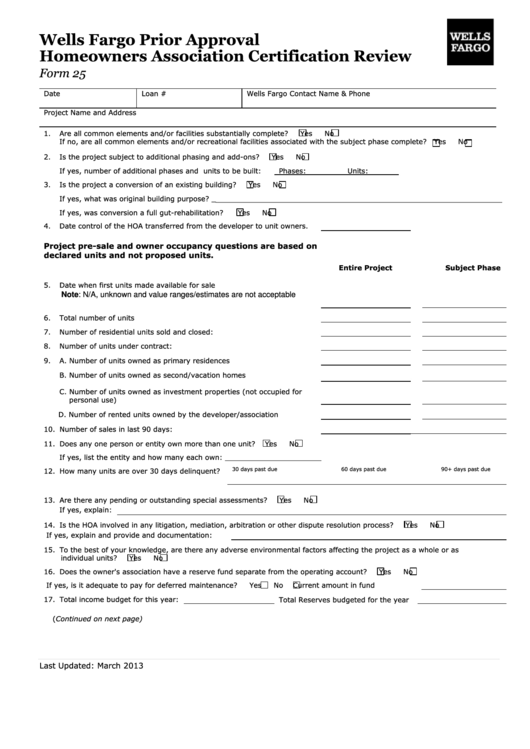 Form 25 - Wells Fargo Prior Approval
