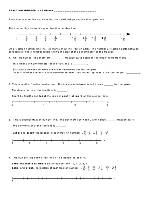 Fraction Number Lines Printable pdf