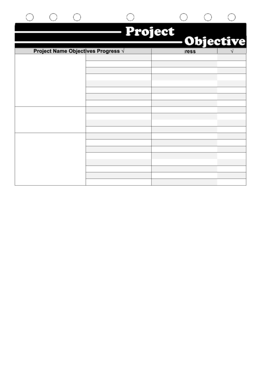 B/w Student Planner Project Objective Template Printable pdf