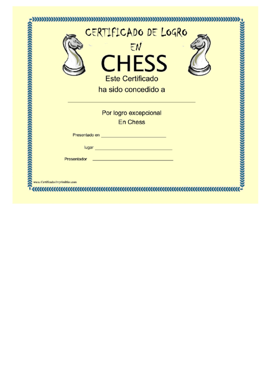 Achievement Certificate - Chess Printable pdf
