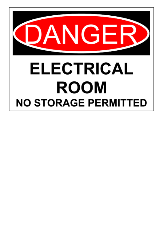 Danger Electrical Room Sign Printable pdf