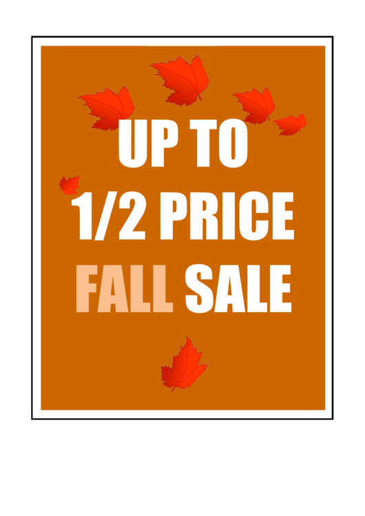Fall Half Price Sale Sign Template