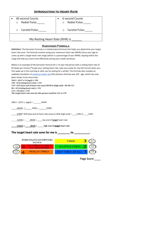 Introduction To Heart Rate Printable pdf