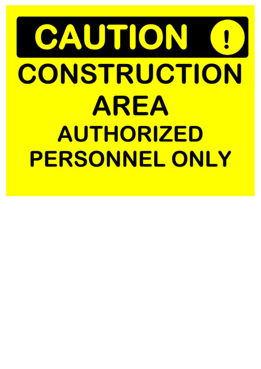 Caution Construction Area Printable pdf