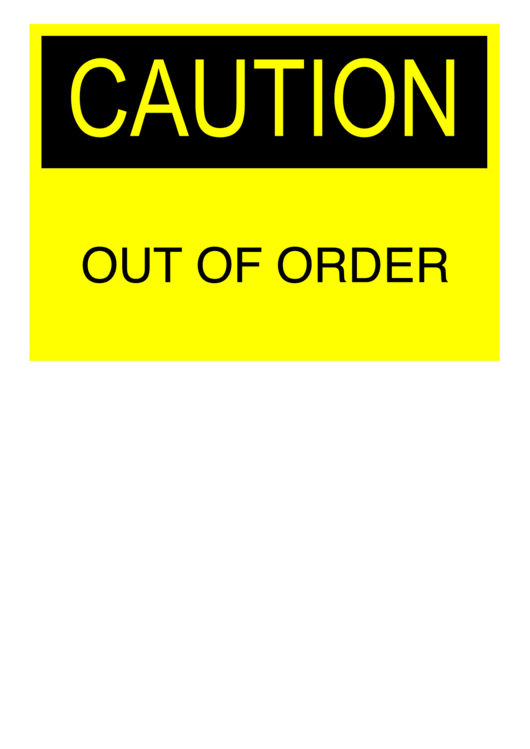 Out Of Order Sign Printable pdf