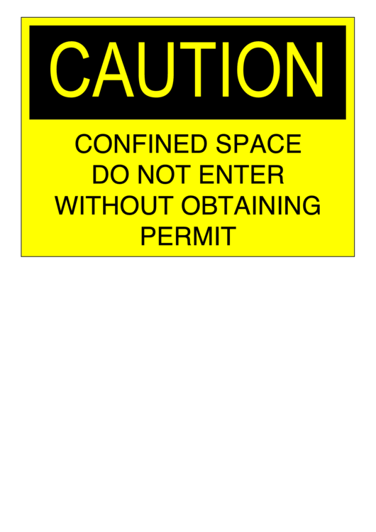 Confined Space Sign Printable pdf