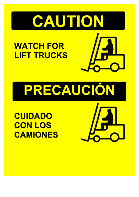Watch For Lift Trucks Sign Printable pdf