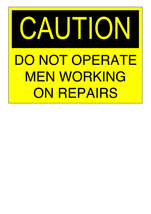 Men Working On Repairs Sign Printable pdf