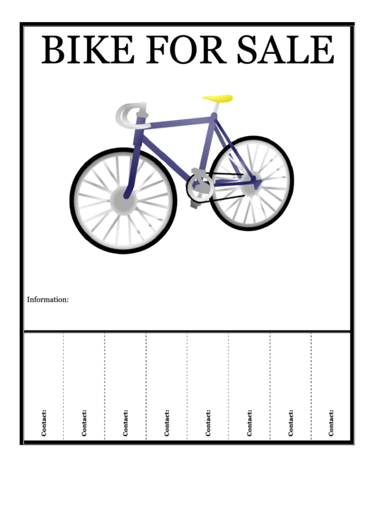Bike For Sale Sign Printable pdf
