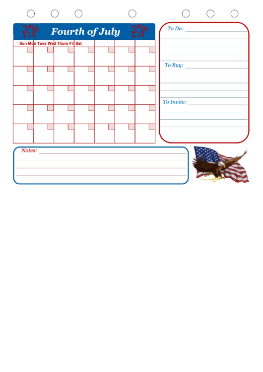 Fourth Of July Event Planner Printable pdf