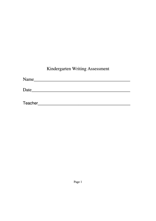 Kindergarten Writing Assessment Printable pdf