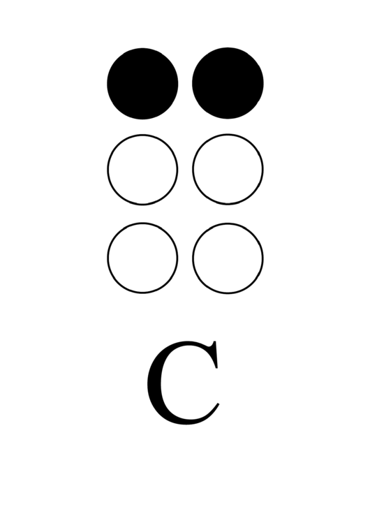 Braille Alphabet Chart - Letter C Printable pdf