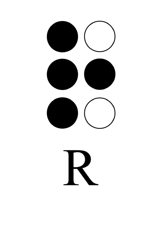 Braille Alphabet Chart - Letter R Printable pdf