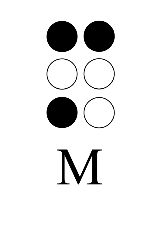 Braille Alphabet Chart - Letter M Printable pdf