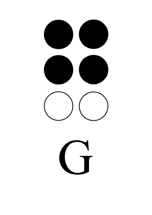 Braille Alphabet Chart - Letter G Printable pdf