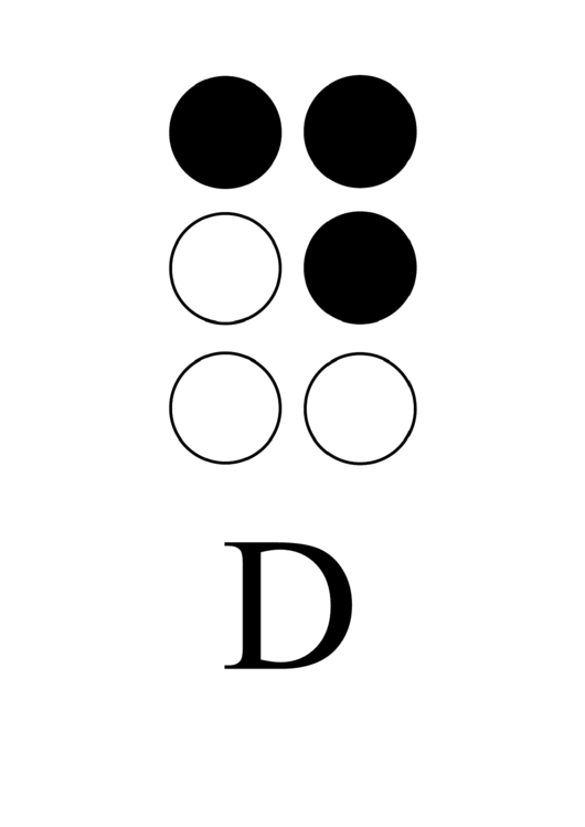 Braille Alphabet Chart - Letter D Printable pdf