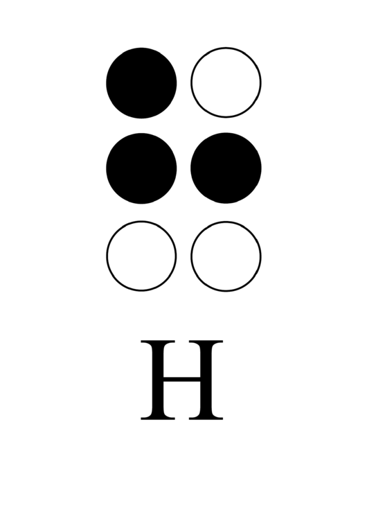 Braille Alphabet Chart - Letter H Printable pdf