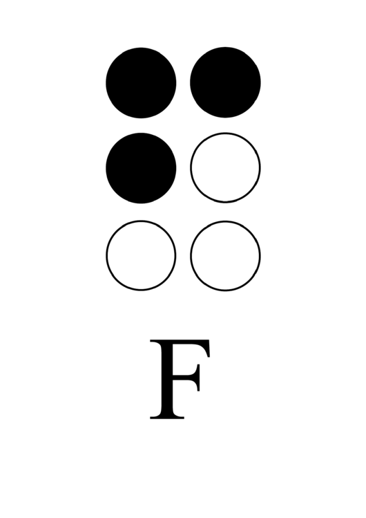 Braille Alphabet Chart - Letter F Printable pdf