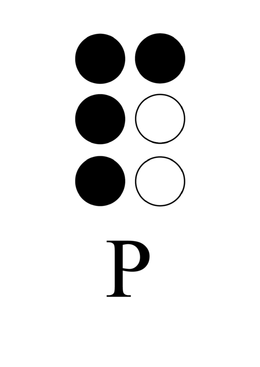 Braille Alphabet Chart - Letter P Printable pdf