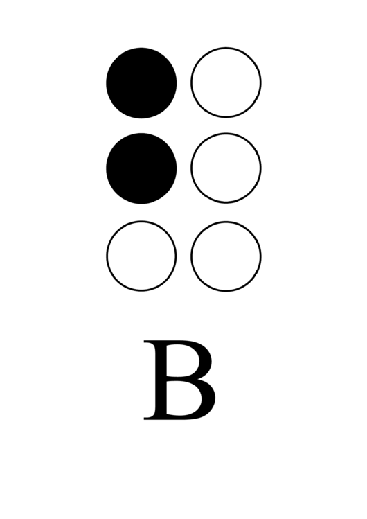 Braille Alphabet Chart - Letter B Printable pdf