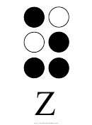 Braille Alphabet Chart - Letter Z