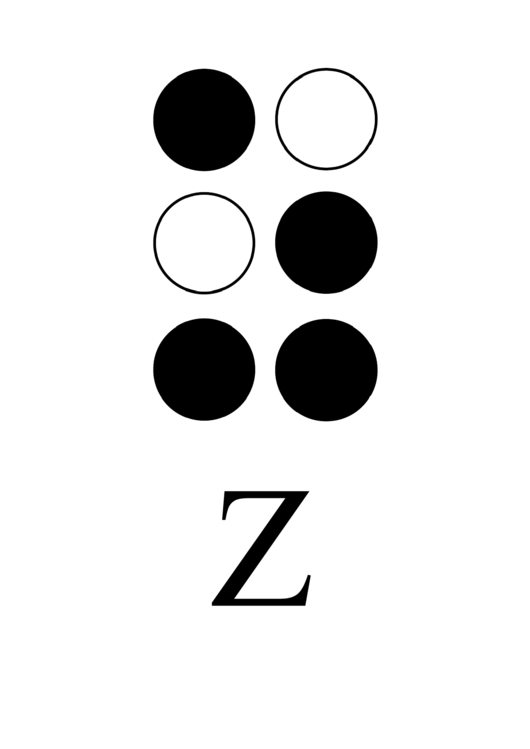 Braille Alphabet Chart - Letter Z Printable pdf