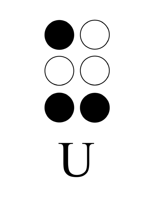 Braille Alphabet Chart - Letter U Printable pdf