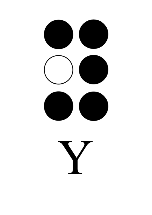 Braille Alphabet Chart - Letter Y Printable pdf