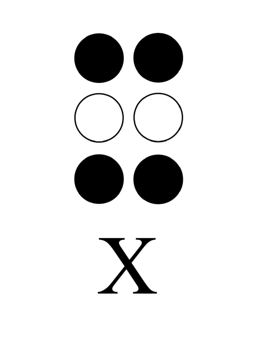 Braille Alphabet Chart - Letter X Printable pdf