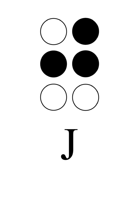 Braille Alphabet Chart - Letter J Printable pdf