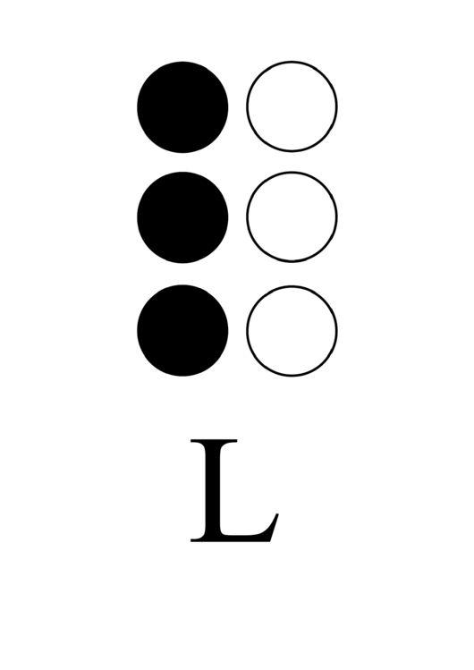 Braille Alphabet Chart - Letter L Printable pdf