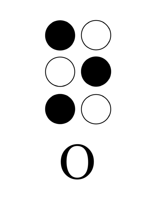 Braille Alphabet Chart - Letter O Printable pdf