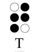 Braille Alphabet Chart - Letter T