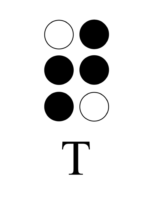 Braille Alphabet Chart - Letter T Printable pdf