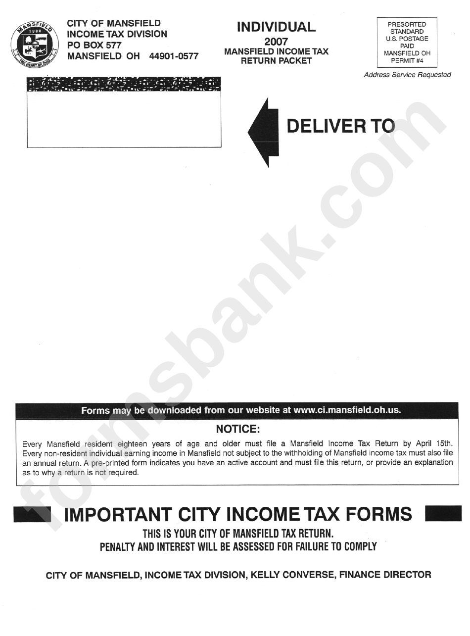 Mansfield Income Tax Return Packet