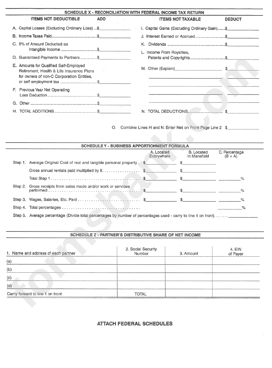 Mansfield Income Tax Return Packet - 2007