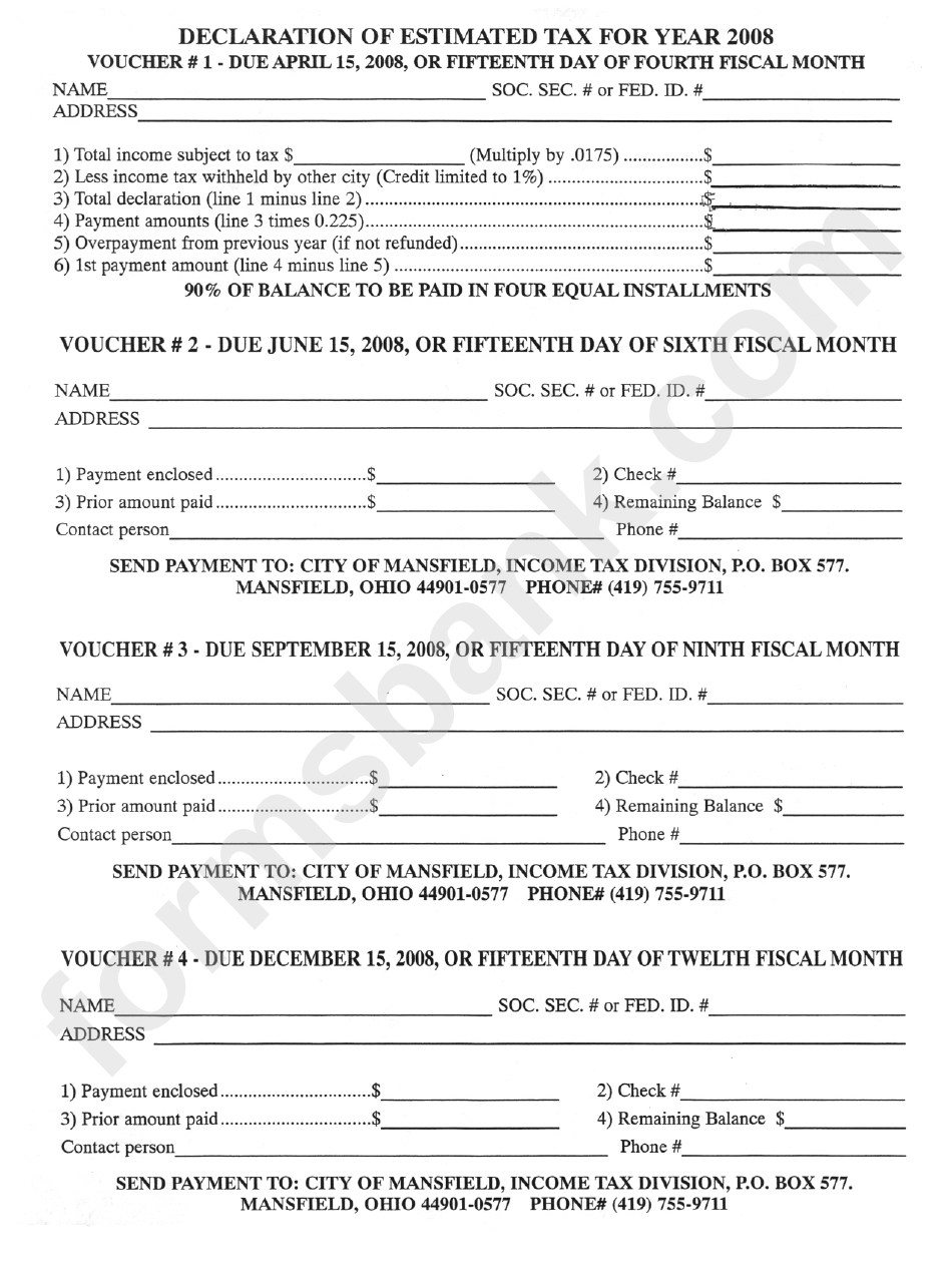 Mansfield Income Tax Return Packet - 2007