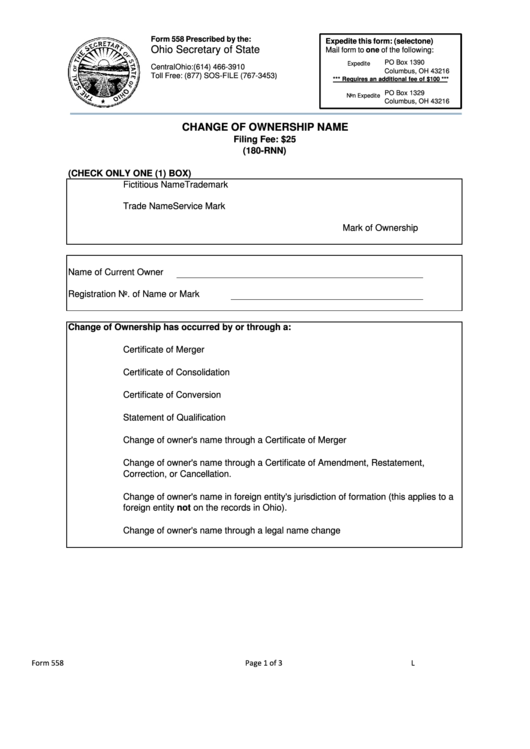 form-558-change-of-ownership-name-state-of-ohio-printable-pdf-download