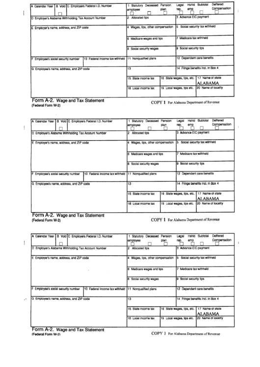 Form A-2 - Wage And Tax Statement