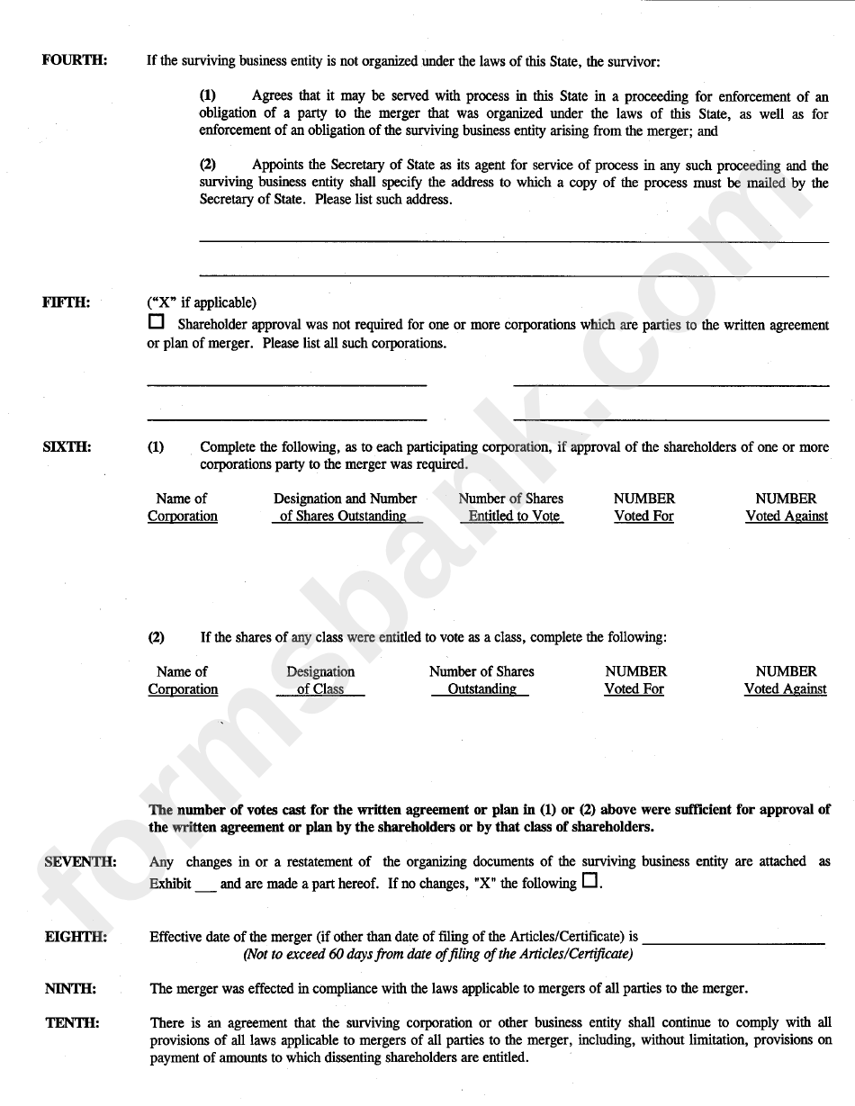 Form Merg - Articles/certificate Of Inter-Entity Merger - Maine Secretary Of State