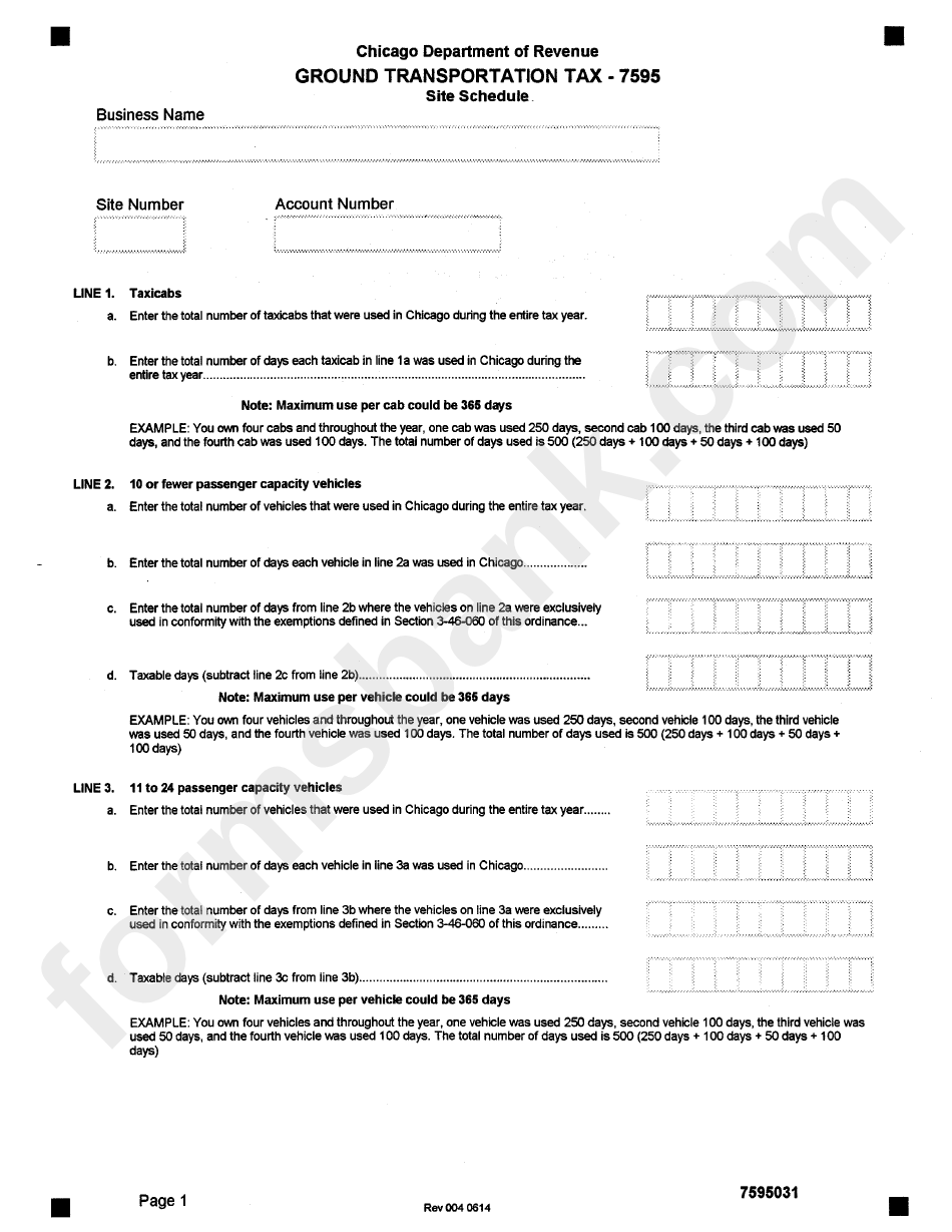 Form 7595 - Ground Transportation Tax - Chicago