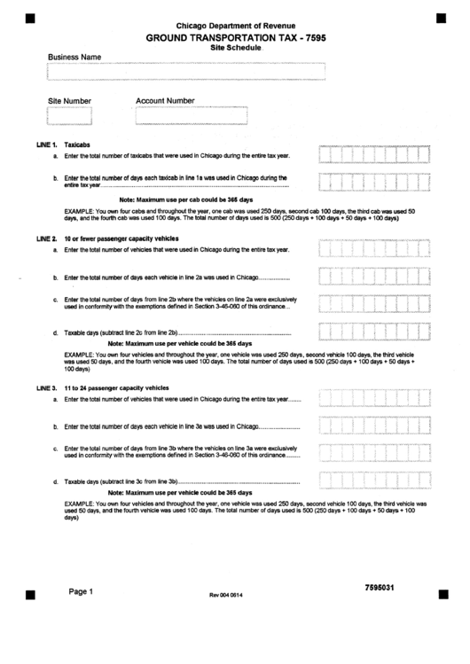 Form 7595 - Ground Transportation Tax - Chicago Printable pdf