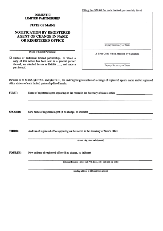 Form Mlpa-3b - Notification By Registered Agent Of Change In Name Or Registered Office Printable pdf