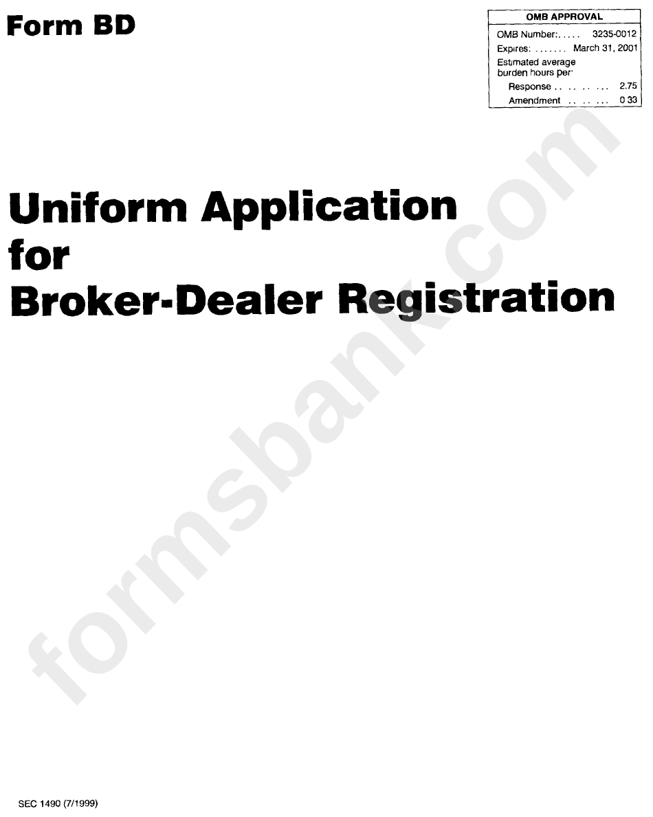 Form Bd - Uniform Application For Broker-Dealer Registration - Instructions