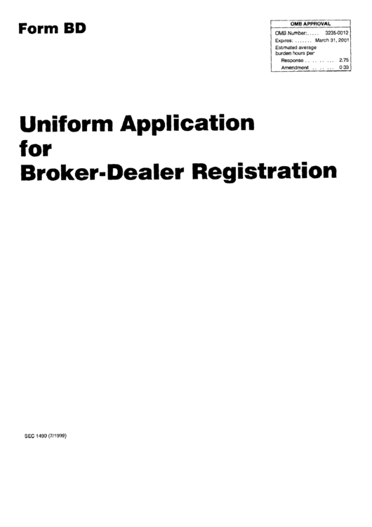 Form Bd - Uniform Application For Broker-Dealer Registration - Instructions Printable pdf