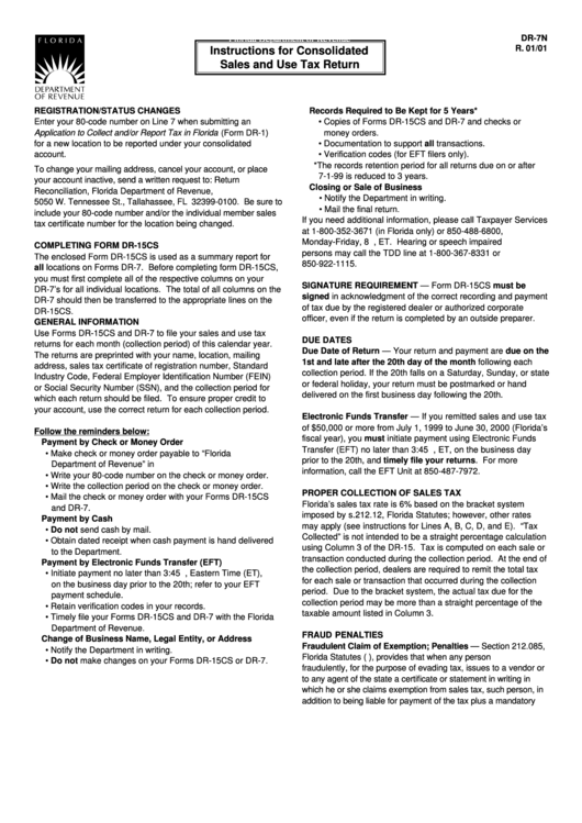 Form Dr-7n - Instructions Printable pdf