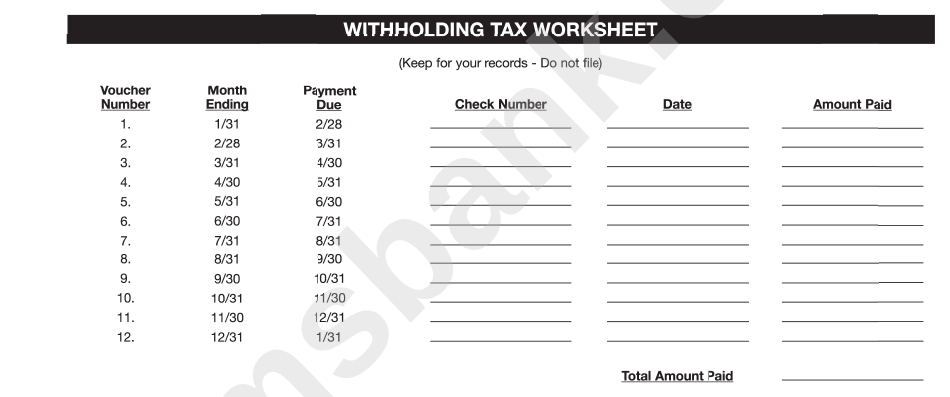 Form W-1 - Monthly Or Quarterly Statement